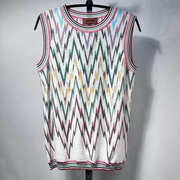 NWOT MISSONI Multicolored Patterned Vest Women 10US 40EU Made in Italy - Picture 2 of 7
